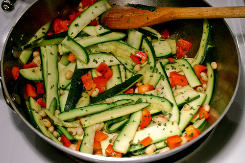 stir together ingredients in pan