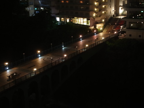 the bridge above the kinu river at night