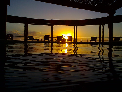 Sunset over the pool in Celestún, Yucatán