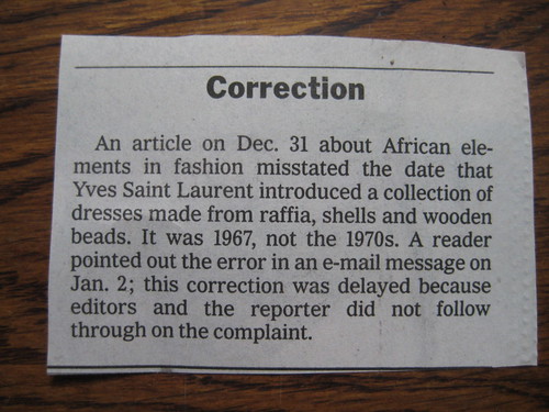 NY Times correction