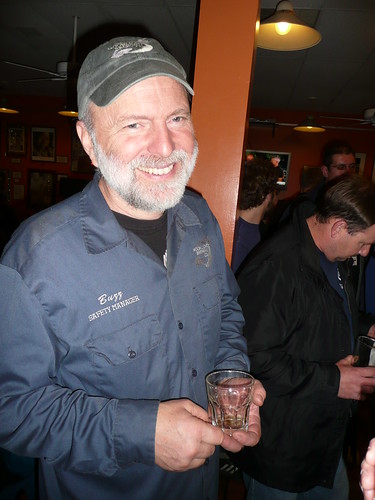 Brian Hunt pouring his beer at Bobby G's