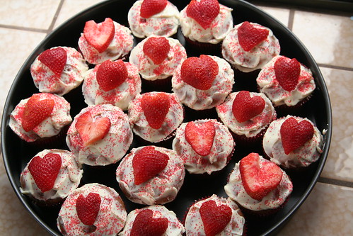 Strawberry Muffins with Honey-Sweetened Cream-cheese Topping