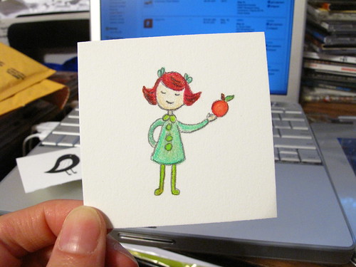 Apple Green drawing to put in my Etsy orders. 