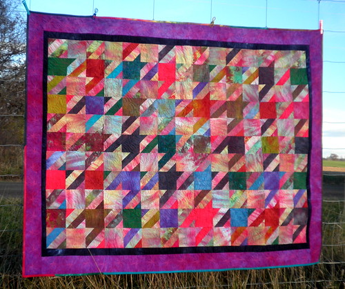 Houndstooth Quilt with Hand Dyed Fabric