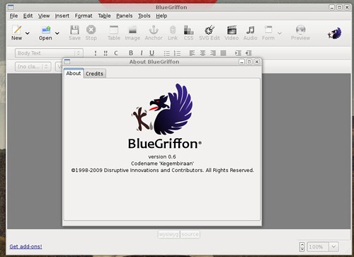 Info sur BlueGriffon 0.6