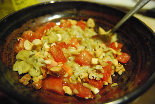 Dal with rice, tomatoes and nuts