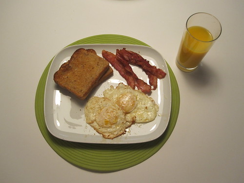 Toast, bacon, eggs, OJ