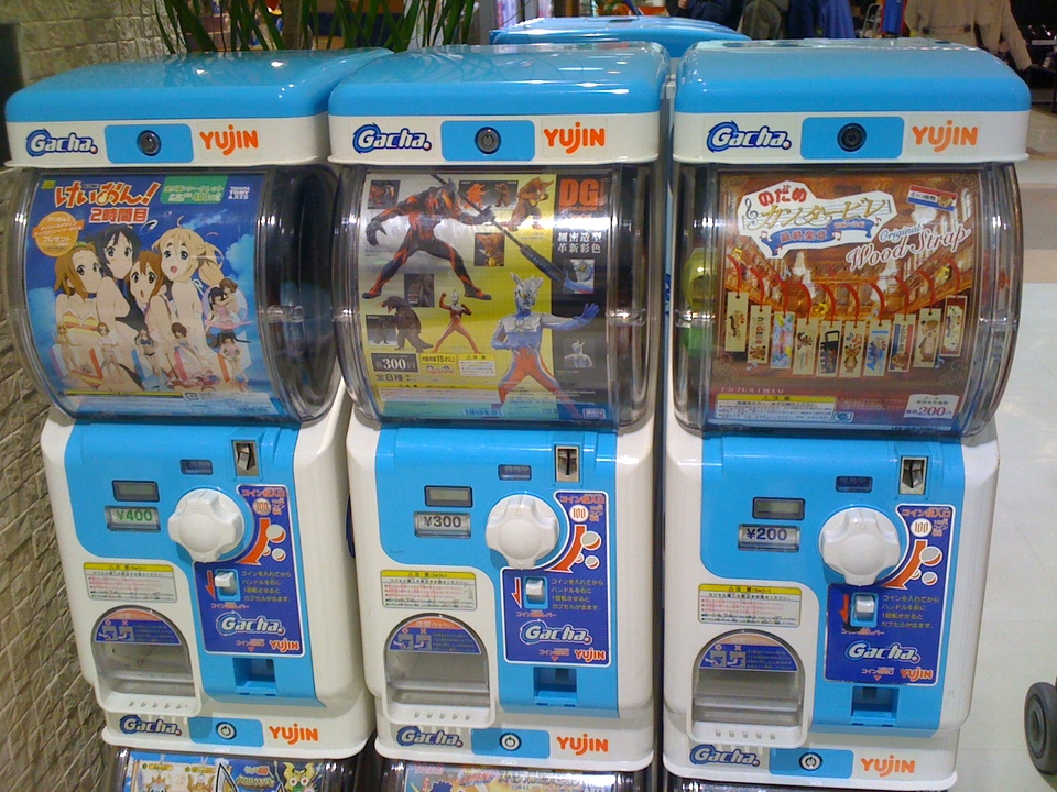 K-ON and Nodame gacha gacha machines.