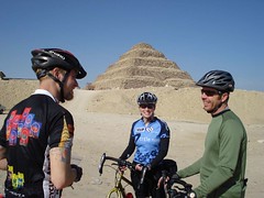Tour d'Afrique 2010 riders near Sukkara pyramids