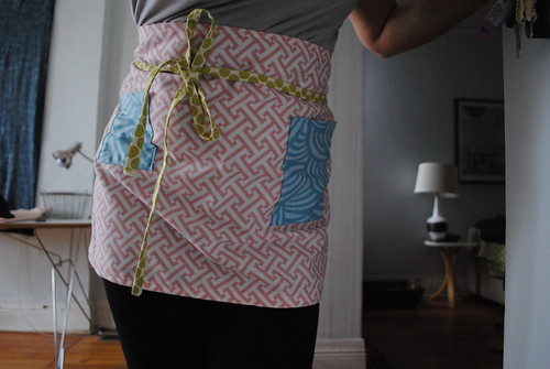 auction item: pink and white apron