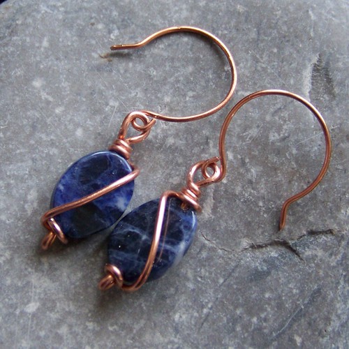 Copper and sodalite earrings