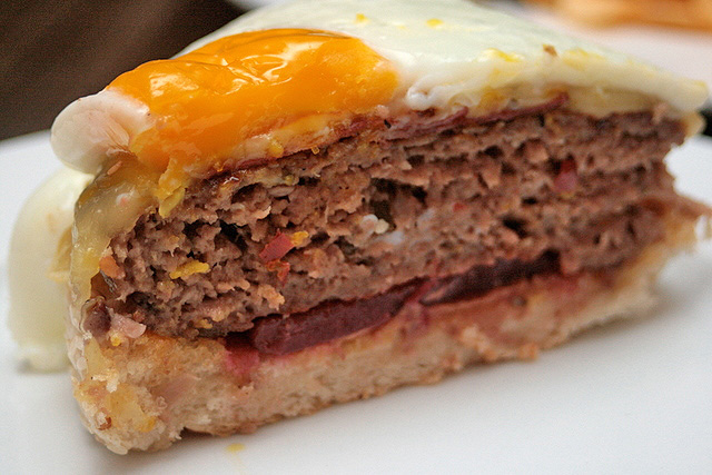 Cross-section of beef burger