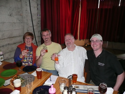 Judy Ashworth, Stephen Beaumont, me & Peter Hoey at the Pliny the Younger release