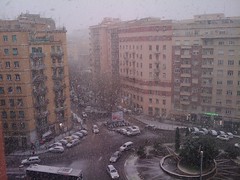 Roma, piazzale delle provincie, nella neve
