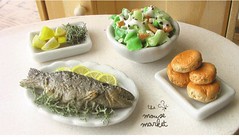 Fish Dinner and Miscellaneous Sides (1/12 scale)