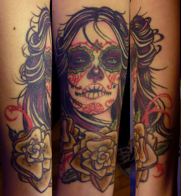 Day of the dead tattoo, a reproduction of artist Sylvia Ji