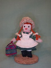 2" Knitted Anne of Green Gables doll by Barbara Richmond http://SecondChildhoodMiniatures.com