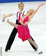 Chrissy and Mark having fun performing at the 2009 European Championships. (Photo by Liz Chastney)