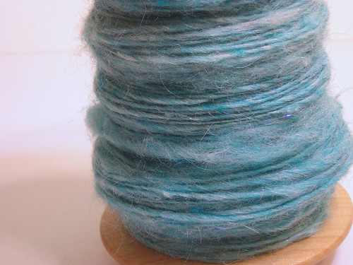 Sparkly sky blue yarn