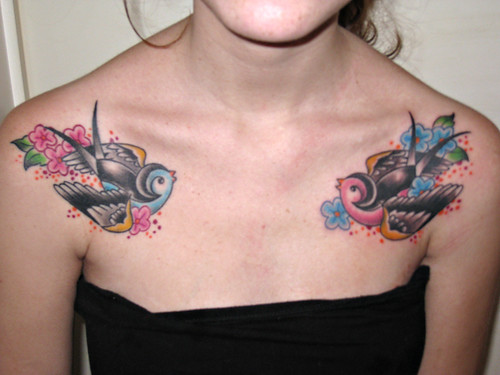 Two Swallow Tattoo At Woman Chest Fri 29 Jan 2010 111902 PST