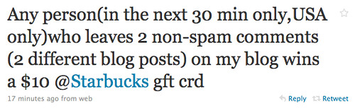 Using Twitter to offer extrinsic incentives for posting blog comments