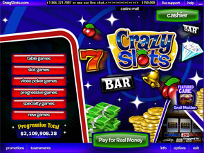 Crazy Slots Casino Lobby