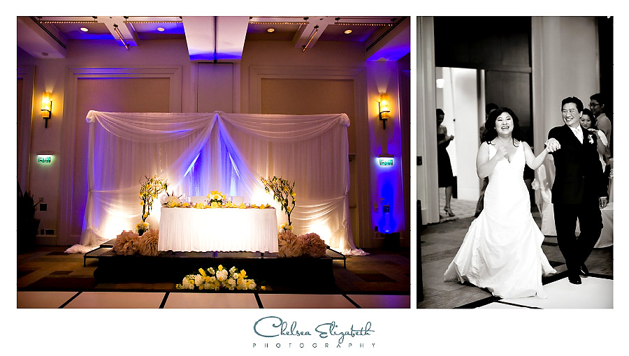  grand ballroom sweatheart table and grand entrance wedding reception