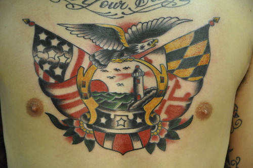 american flag eagle tattoo. Chest Eagle, Light house