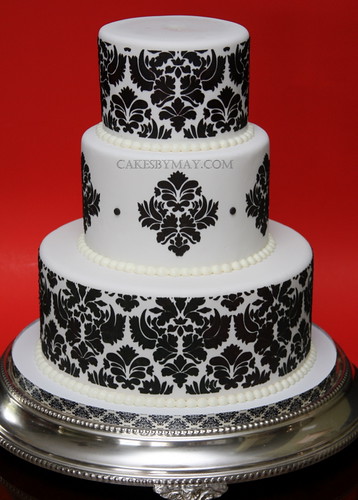 Damask Pattern Wedding Cake