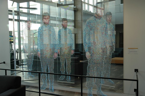 Backlit, sculpture by Devorah Sperber, Spock, Kirk and McCoy: Beaming-In (In-Between), Microsoft, Studio D, Redmond, Washington, USA
