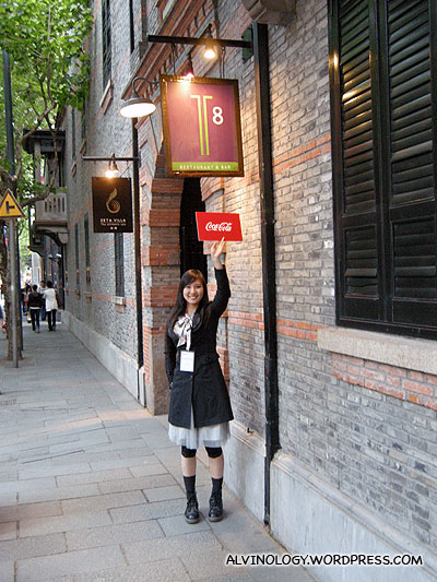 Our beautiful guide, Yang Yang, showing us the assembly point for dinner