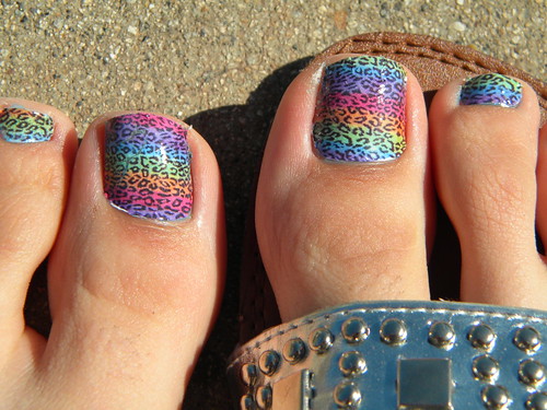 Rainbow Leopard Nail Decals (GirlGoneCrazie) Tags: feet rainbow toes leopard