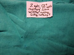 Nubbly turquoise mystery fabric