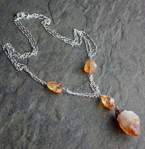 Citrine necklace, before antique-ing