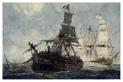 005-Accion entre el HMS Phoenix y la fragata francesa Didon el 10 de Agosto de 1805-The Royal Navy (1907)- Norman L. Wilkinson
