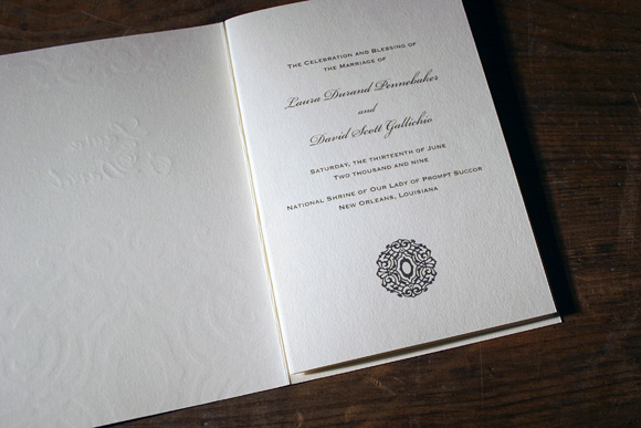 Custom Letterpress Wedding Programs by Smock