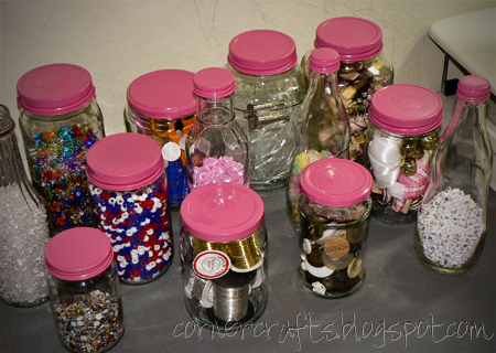 glass jars painted lids organization crafts