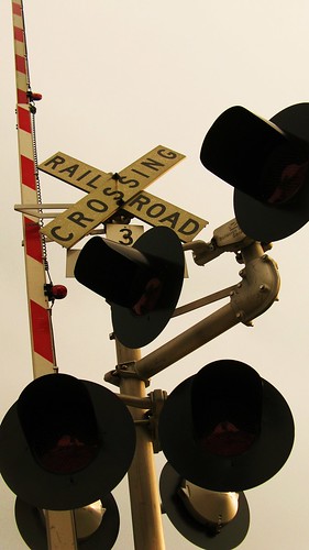 The Prospect Avenue railroad crossing gate. Park Ridge Illinois. Wednsday, May 26th  2010.