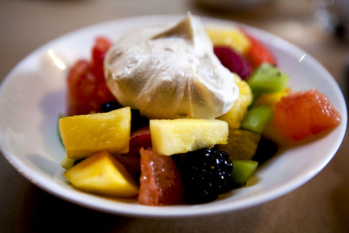 Fruit salad wtih rosewater & sweet tahini yogurt
