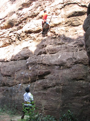 Badami Rock Climbing 20ft first clip