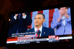 Watching Obama deliver the State of the Union address at Tommy's Joynt in San Francisco