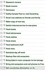 My Moving "To Do" list