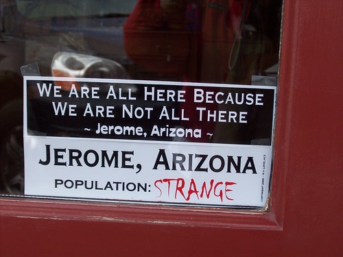 Sign in shop window - the mental state of Jerome 