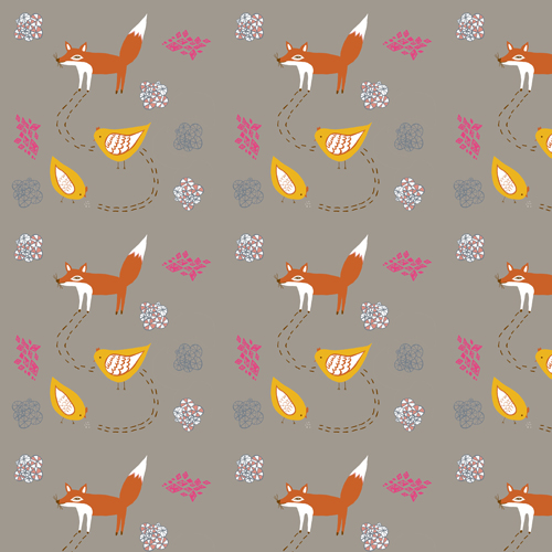fox and chicken repeat_taupe
