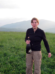 sarah opens champagne atop max patch