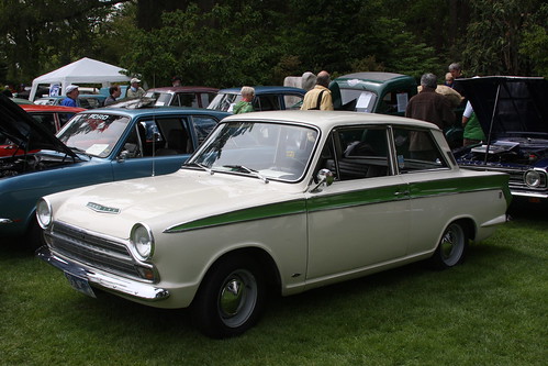 2 Ford Cortina GT its not a Lotus just has the color scheme of one