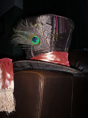 Mad Hatter top hat with peacock feather