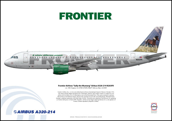 Frontier Airlines "Sally the Mustang" Airbus A320-214 N203FR