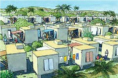 Haiti cabins depicted in a suburban setting (by: DPZ)