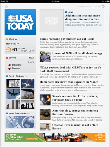 USA TODAY for iPad homepage